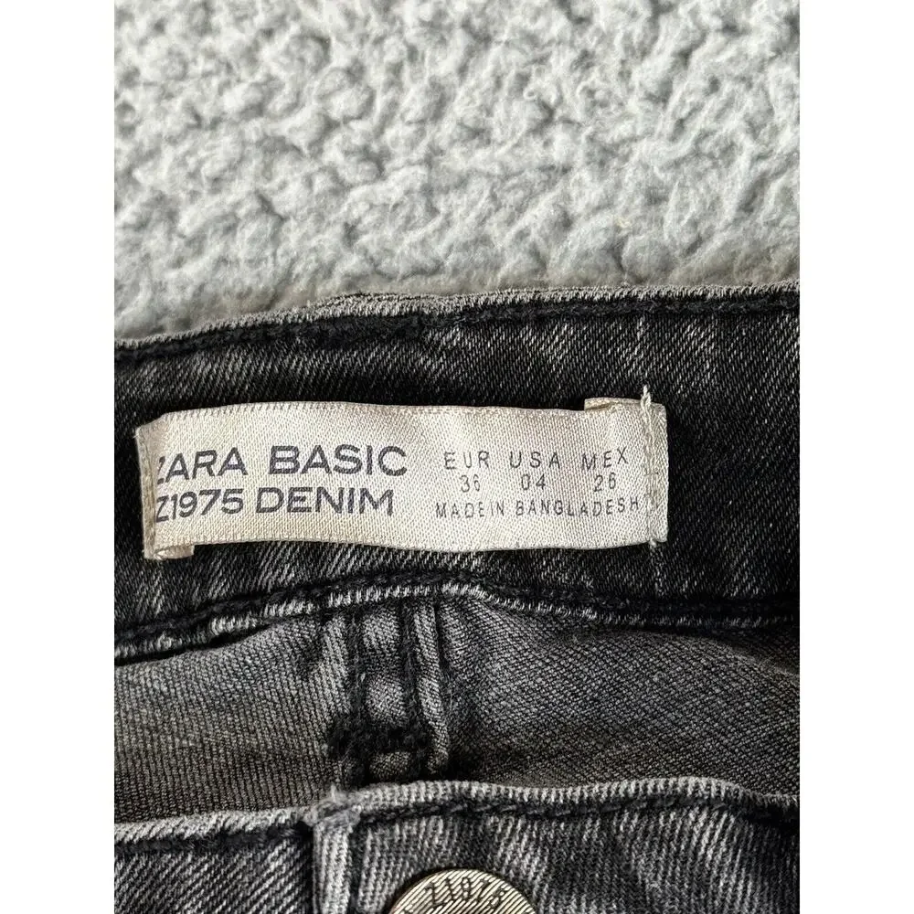 Zara Jeans Women‎ 4 Skinny Mid Rise Black Denim Casual Basic Minimalist 24x26